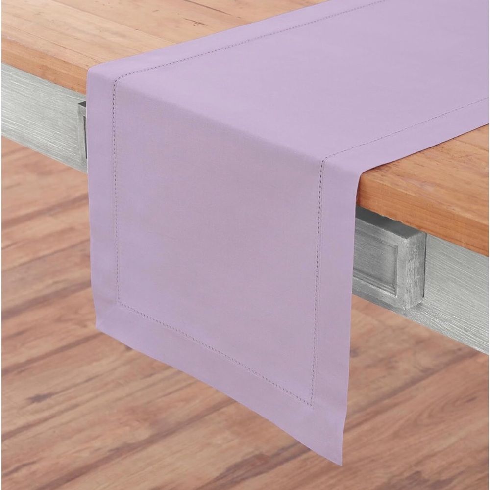 Table Runner Cotton Linen Hemstitch Lavender 14” Wide x 90” Long NEW